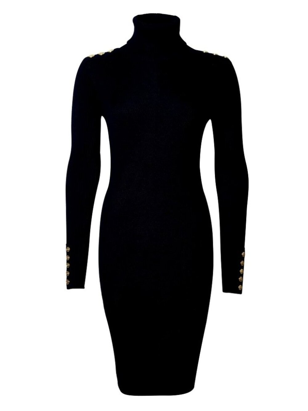Holland Cooper Kensington Jumper Dress Black Gold Buttons M